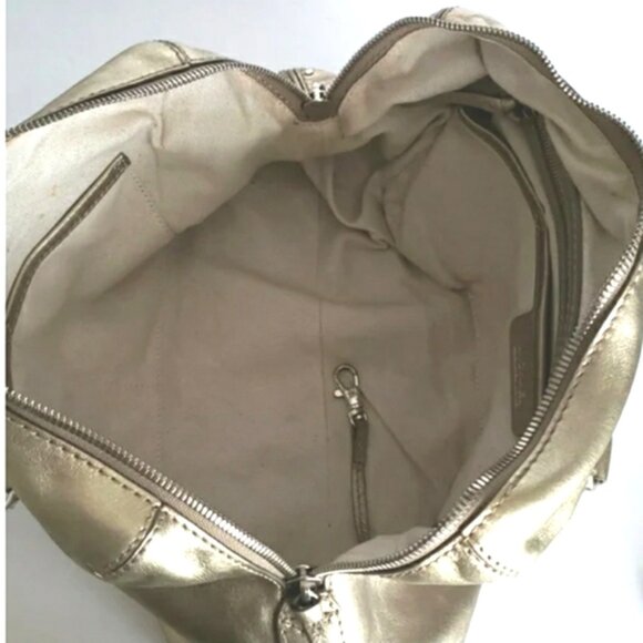 MICHAEL Micheal Kors Metallic Champagne Gold Leather Studded Satchel - Picture 9 of 12